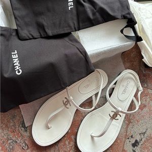 Classic white Chanel sandals